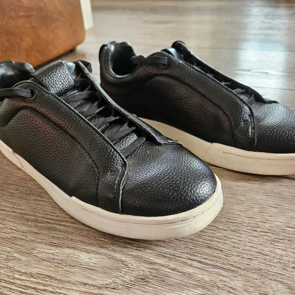 Zara Black Leather Euro Sneakers